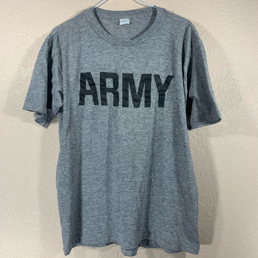 Vintage 90’s US ARMY Physical Training T Shirt Artex Grey Black Mens Size Medium